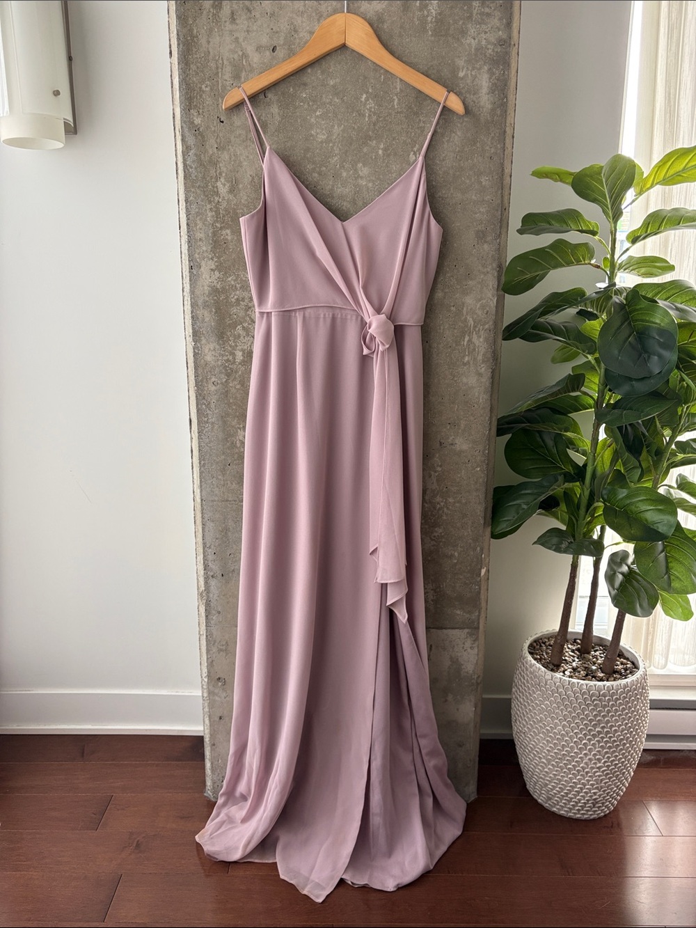 WAYF The Everly Drape Front Maxi Dress in Powder Mauve
